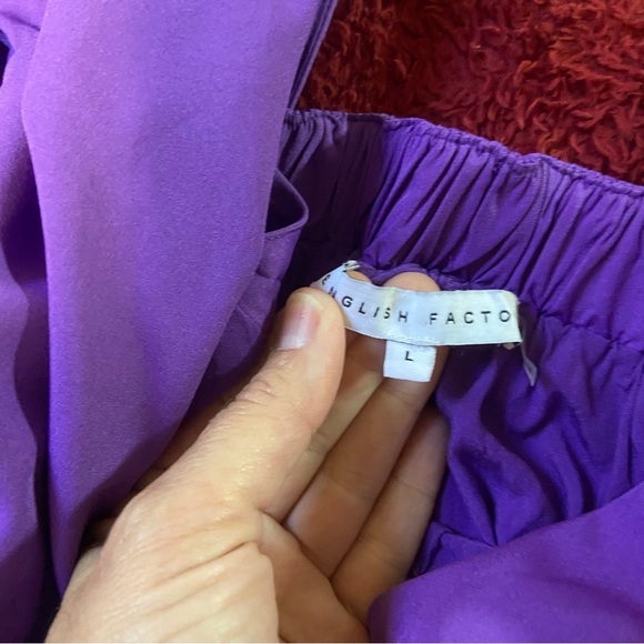 English Factory Purple Ruched Midi Dress with Flutter Sleeves - Picture 9 of 12